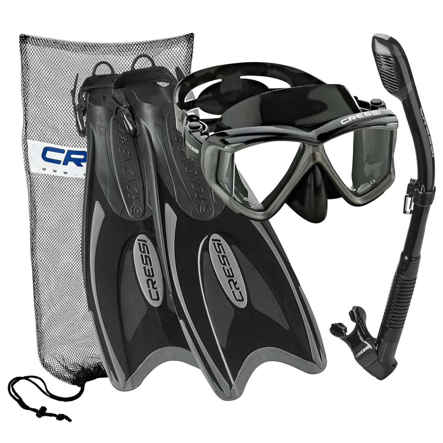  Cressi Pano 4 Masker - Supernova Dry Snorkel - Palau Vinnen Snorkelset