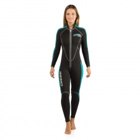  Traje de neopreno Cressi Lido de 2 mm, largo, para mujer, con cremallera frontal completa.